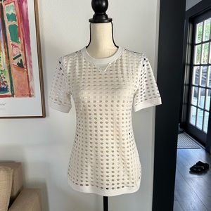 Thrive Societe White Athleisure Top with Circle Cutouts - Size S